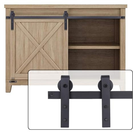 EGTink 150cm/5FT Mini Schiebetürbeschlag Set für Einzeltüren Schränke, Schiebetürsystem mit Laufrollen und Schien für Einzeltüren Schränke, TV-Ständer, Kleiner Kleiderschrank
