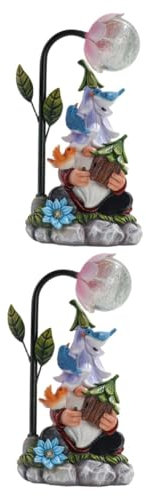 GANAZONO 2st Solarlampe Solarleuchten Im Freien Hofdekorationen Im Freien Led-GNOME-licht Zwerge Gnom-skulptur Gartenskulpturen Und Statuen Gnom-Ornament Gartenbeleuchtung Fee Harz