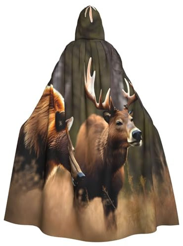 jingong Umhang mit Kapuze für die Jagd, Hirsch, Bär, Elch, Party-Dekoration, Umhang für Karneval, Cosplay, Kostüme, Maskerade und Themenpartys