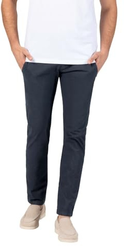Timezone Pantaloni chino da uomo Slim JANNOTZ Mid Waist Slim Fit -Blu Beige Grigio Verde, 1215-30061 Blue Minimal, 48 IT (34W/32L)