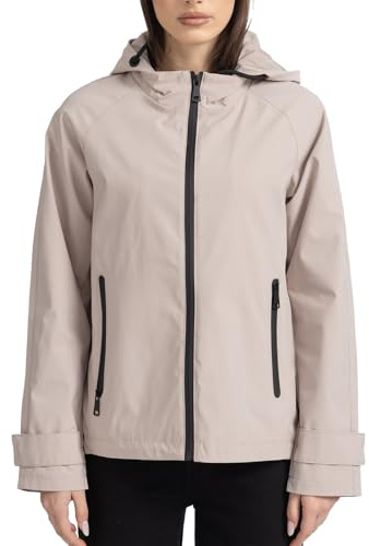 vittorio y Giacca Softshell da Donna con cappuccio Giubbino Leggero Antivento (IT, Testo, M, Regular, Regular, BEIGE)