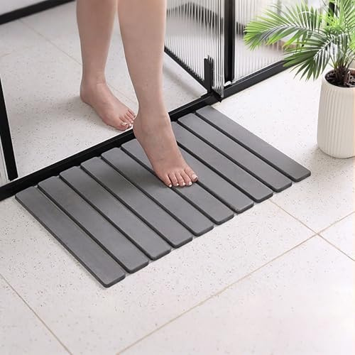 KITLAB Stone Bath Mat, Diatomaceous Earth Shower Mat Non Slip, Quick Dry Diatomite Bathroom Rugs, Drying Mat for Bathroom/Kitchen Counter(23.6''×15.4)