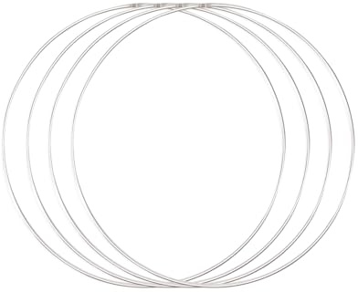 Vaessen Creative Anello in Metallo Ø 30 cm x 3 mm 4 Cerchio Decorativo Argento-Filo Metallico, Fiori Secchi, Macramè, Acchiappasogni, Mobile Fai da Te e Decorazioni da Parete, 30 x 30 x 0.03 cm