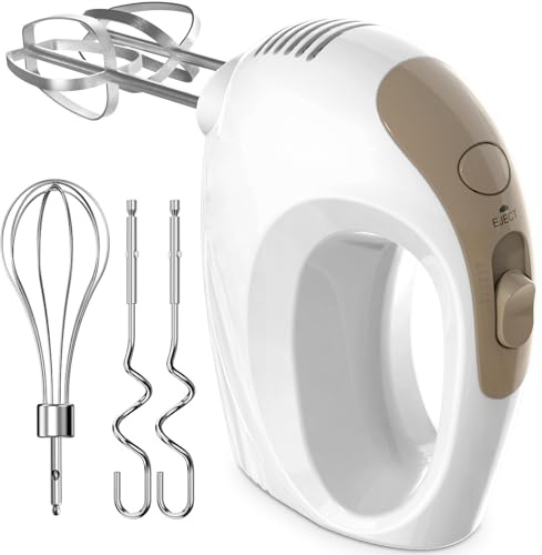 Hand Mixer, 5 Speed Electric Cake Whisk Food Mixer Self-Control/Turbo Boost with 5 Stainless Steel Accessory Food Beater for Cake Bread (one size)