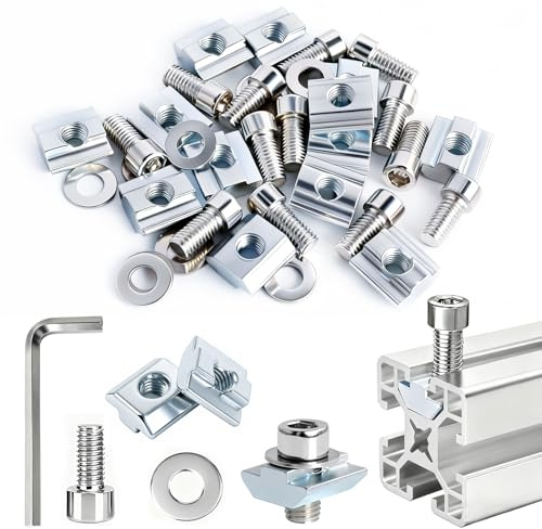 16 pezzi Dado Scorrevole M8 Kit di Dadi a T Fissaggio per Profilo Alluminio 4040 T-Scanalatura in Acciaio al Carbonio per Profilato in Alluminio Serie 4040