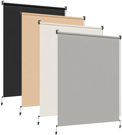HOMEDEMO Tenda da sole per esterno, Tenda Avvolgibile Verticale a Rullo per Balconi e Terrazze, Protezione UV e Privacy, Impermeabile e Resistente, 140x240cm Grigio