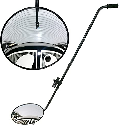 Specchietto retrovisore telescopico convesso da 30,5 cm, con ruote e luce a LED per controlli di sicurezza sotto auto, camion e attrezzature
