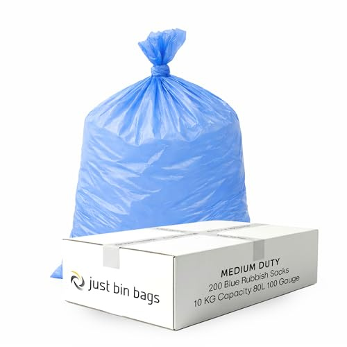 200 x 80L Blue Coloured Refuse Sacks | 25 Micron Medium-Duty Bin Bags | Colour-Coded Waste Management for Recycling, Offices & Commercial Use – Just Bin Bags (Blue)