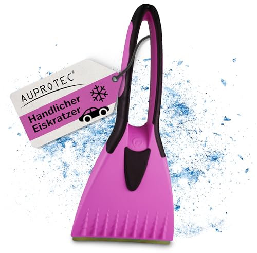 AUPROTEC Eiskratzer Messing – 2K / Eiskratzer Auto Messingklinge & Rutschfester Softgriff/Scheibenkratzer Auto/Schneekratzer Auto/Scheibenkratzer Winter/Eisschaber Auto - Pink