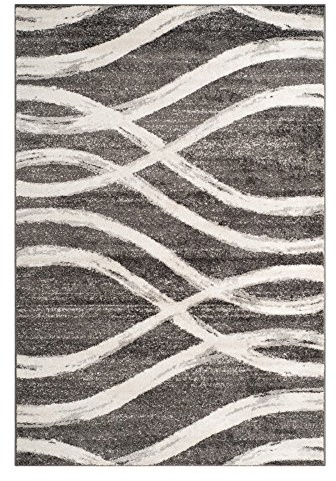 SAFAVIEH Tappeto Angosciato per Soggiorno, Sala da pranzo, Camera da letto - Adirondack Collection, A Pelo Corto, Crema e ardesia, 91 X 152 cm