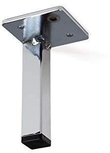 Gedotec Moderner Design Möbelfuß DANY eckig aus Metall | Höhe 100 mm | Chrom poliert | Schrankfuß mit schwarzen Filzgleiter | Tischbein mit Anschraubplatte | 1 Stück