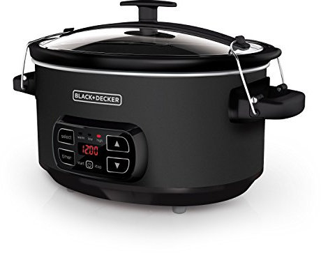 BLACK+DECKER Olla de cocción lenta de 7 cuartos de galón, SCD4007, exterior de pizarra, tapa de bloqueo, 3 ajustes de calor, vajilla de cerámica extraíble