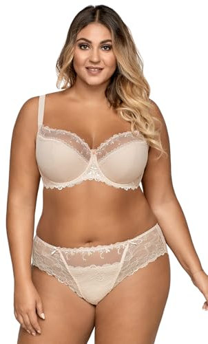 AVA 1030 Underwired Half Padded Full Cup Bra Not Separable Regulated Straps Made in EU, Beige,34D