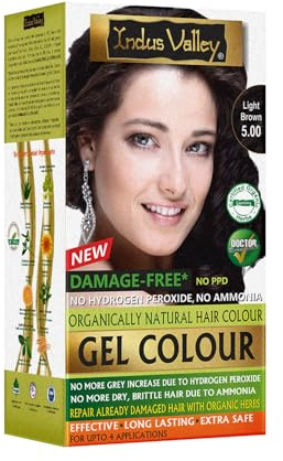 Indus Valley Gel Hair Color | Natural Permanent Hair Dye with Organic Aloe Vera, Amla, Henna & Orange Oil | Ammonia-Free & PPD-Free | 100% Grey Coverage | Light Brown (20 g + 200 ml)