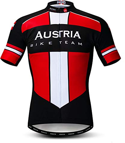 Men's Cycling Jerseys Tops Biking Shirts Short Sleeve Full Zipper Bike Clothing Austria Multi M