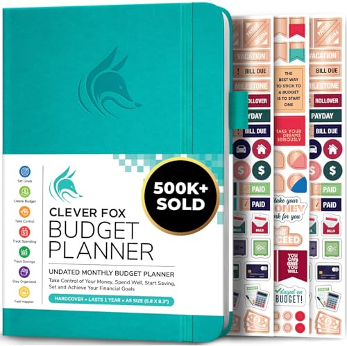 Clever Fox Budget Planner - Cahier des dépenses. Journal de budgétisation mensuel, planificateur financier et livre de comptes pour prendre le contrôle de votre argent. Non daté (Turquoise, A5)