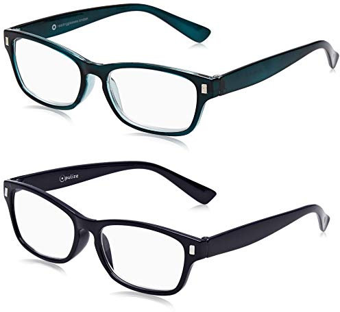 The Reading Glasses Company Blu Scuro Acquamarina Lettori Valore 2 Pacco Uomo Donna Rr77-3Q +3,50 - 58 Gr
