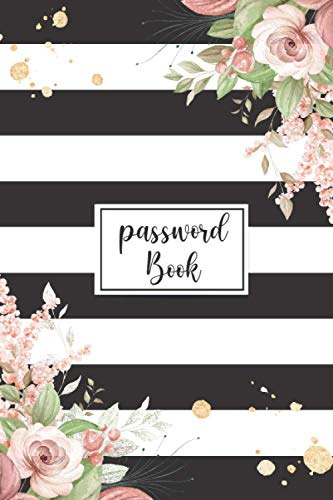 Password Book with Alphabetical tabs large print: password keeper logbook with alphabetized tabbed pages 6x9 | black and white stripes cover website ... log book and internet password organizer
