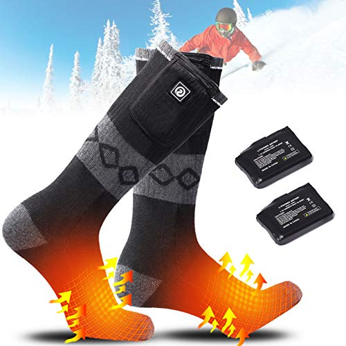 NANANA Calze Riscaldanti per Uomo Donna, Scaldapiedi Calze Sci Invernali Calzini Elettrici Riscaldati 7,4 V 2200mah Batterie Ricaricabili All'aperto Caccia Pesca Campeggio,L