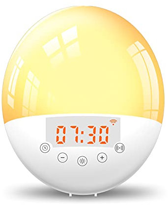 BENEXMART WiFi Smart Sunrise Sveglia Tuya Wake-Up Light con 6 colori LED Digital Touch Clock Timing Snooze Controllo vocale (1909 series)