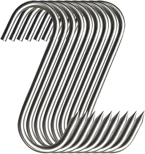 GYUEE Stainless Steel Meat Hooks, 20Pcs, S-Shaped, Wall Mount, Heavy Duty, 15CM, for Kitchen, Smoking, Drying, Storage