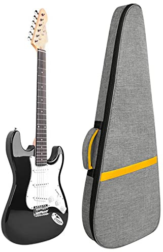 LETSROCK 38 40 41 Inch Electric Guitar Gig Bag, Electric Guitar Case with 0.5 Inch Waterproof Thick Padding with Carry Handle, Pocket & Neck Strap Electric Guitar Bag Gray
