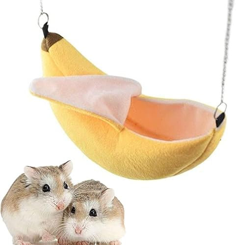 AIMICOCA Banana Hamster Bett Haus Hängematte Kleintier Warm Bett Haus Käfig Nest Hamster Zubehör für Zuckergleiter Hamster