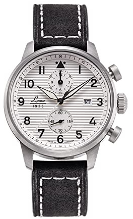 VICTORIA HYDE Men's Big Pilot Watch Vintage Chronograph Aviator Watch with Black Dial Analogue Display and Leather Strap