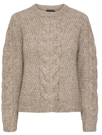 PIECES Pcnina Ls O-neck Knit Noos Bc Suéter, Mujer, Fósil, XS