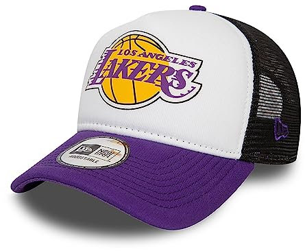 New Era Los Angeles Lakers Team Colour Block White Purple A-Frame Adjustable Trucker Cap - One-Size
