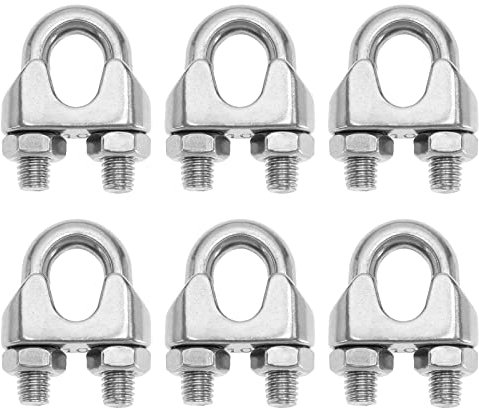 SG Store 6 Stück M10 Drahtseilklemme aus 304 Edelstahl Metallkabel Estrichklammern Zubehör zum Aufhängen Sonnensegel Decken Anker