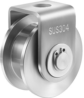 Rueda acanalada de 2 pulgadas, rueda de acero inoxidable, rueda de riel de alto rendimiento, rueda giratoria rígida, rueda de rodillo de puerta corredera, doble rodamiento para puertas correderas,