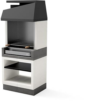 TUOZI - Einbaugrill für Holz und Holzkohle Modell KITAWAY OTTE Edelstahl (Grau/Weiß - 84 x 63 x 206 cm) REF: T00686 - Für den Außenbereich