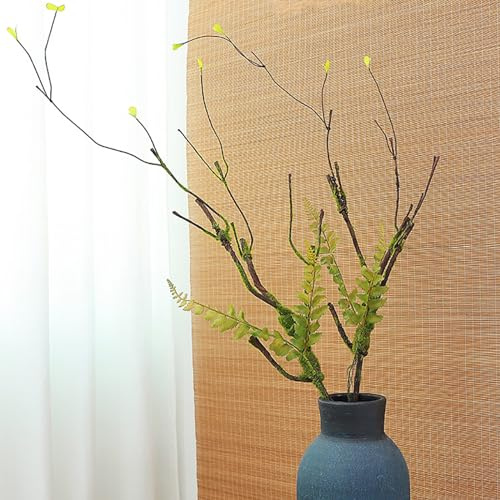 Fosolasi 2pcs 40 inch Bendable Artificial Tree Cherry Blossom Branches Vines Twigs Limb Trunk Silk Moss Green Plants For Minimalist Decor Wall Hanging Vase Flower Arrangement Room Halloween Decoration