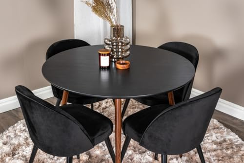 BOURGH runt matbord – PLAZ matbord/köksbord med Ø 100 cm och 75 cm högt – litet bord i modern design med stålben (svart)