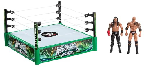 Mattel WWE Bloodline Rules Playset with Ring & 2 Action Figures, Includes The Rock & Roman Reigns 6-inch Superstar Collectibles
