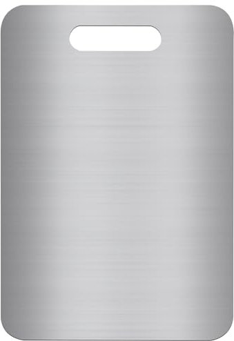 Tagliere da Cucina in Acciaio Inox 304, Doppio Lato, Senza BPA, Ideale per Carne, Pane, Verdure e Frutta, Grande Superficie di Taglio (34 x 23 cm), Resistente e Igienico.