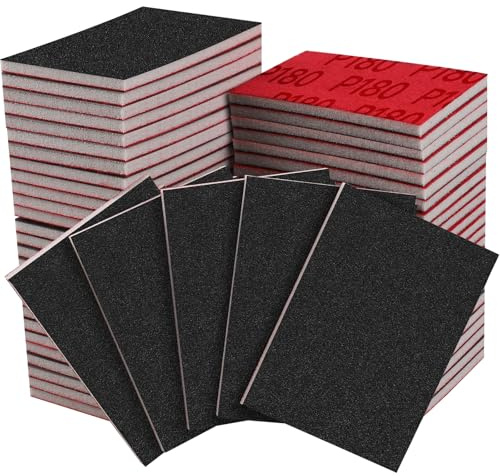 Shineboc 48pcs éponges De Ponçage, Grains 180-3000, Blocs D'éponges De Ponçage, Ponceuse à Main pour Poncer La Peinture sur Bois, La Rouille Métallique, Les Murs, Le Plastique