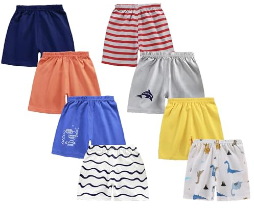 loyboon Baby pojke bomull shorts unisex småbarn baby sommar korta byxor för pojkar barn sommarkläder, set om 6 flerpack 1–5 år, Röda shorts för baby pojkar, 18-24 månader