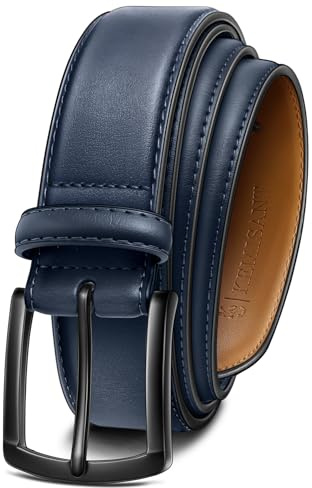 KEMISANT Ledergürtel Herren, Gürtel Herren Leder 35mm für Business und formelle Anlässe,Anzuggürtel Begleiter zu Männer Businessschuhe(Navy Blau,120cm/40-42 taille verstellbar)