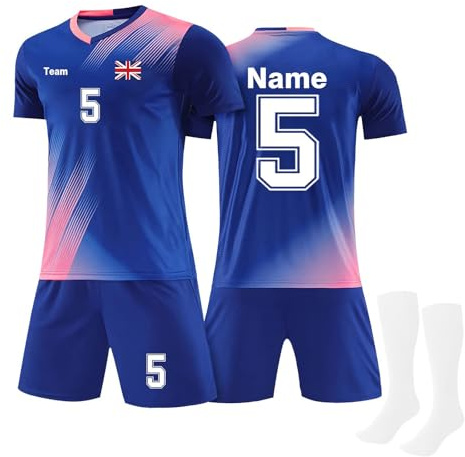 Personalised Football Kits for Kids UK 2025 DIY Customized Jersey Sets Tops Shorts Socks With Name Number Logo Comfortable Lightweight Shirts Fans Birthday Gifts for Men Women Boys Girls Adults Youth