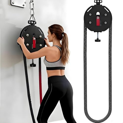Endless Rope Trainer | Adjustable Resistance Trainer Machine | Suspension Endless Rope Pulley System| Closed-Loop Nylon Cord | Home Gym InfinityRope for Interval Resistance Training Red