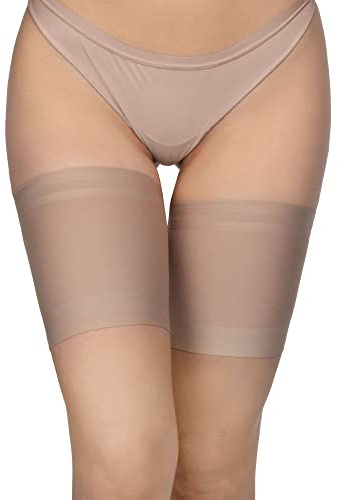 Annes styling Elastische Oberschenkelbänder für Damen, scheuern nicht, verhindern das Reiben der Oberschenkel, aus Satin gefütterter Silikon, Satin Visone XL