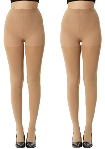 MANZI Women Thick Tights High Elasticity Velvet Belly Pantyhose 120D, 2 Pack