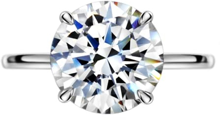 Michooyel S925 4ct Round Brilliant Cut Solitaire Diamond Engagement Rings For Women Wedding Ring Sterling Silver Cubic Zirconia Promise Ring Fine Jewellery For Women
