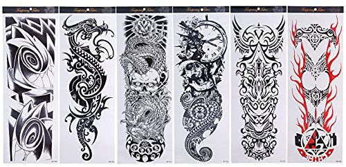 6PCS Temporary Tattoo Sticker Waterproof Full Arm Temporary Tattoos Waterproof Tattoo Sticker Arm Fake Sleeve Tatoo Temporary Tattoos Tattoo Supplies For Arms And Legs