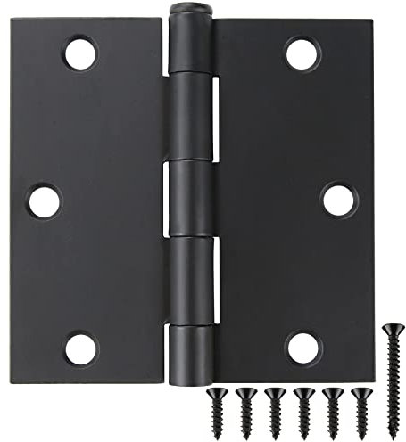 12 Pack 3 1/2 Inch Matte Black Door Hinges 3.5 Interior Square Iron Bifold Silver Standard Residential 3 ½Satin Nickels Hinge for Doors Hardware Kit Tool Office Bedroom Study Living Room Decor