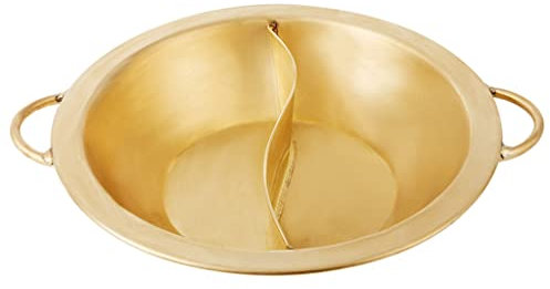 Platos for frotar Olla caliente de inducción de latón Pato mandarín Olla de cobre Olla caliente de doble oreja Olla for estofado casero Olla for sopa Adecuada for cenas familiares y picnic al aire lib