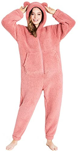 CityComfort Combinaison Pyjama Femme en Polaire Peluche (as4, Alpha, m, Regular, Regular, Rose Ancien)