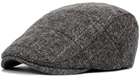 SEIUKS Herren Tweed Flache Kappen, verstellbare Baskenmütze, flache Kappe, Zeitungsjungenmütze, Jagdhüte für Herren, Jagd-Flachmütze, Entenschnabel-Hut, grau, 6 3/4/7 3/8